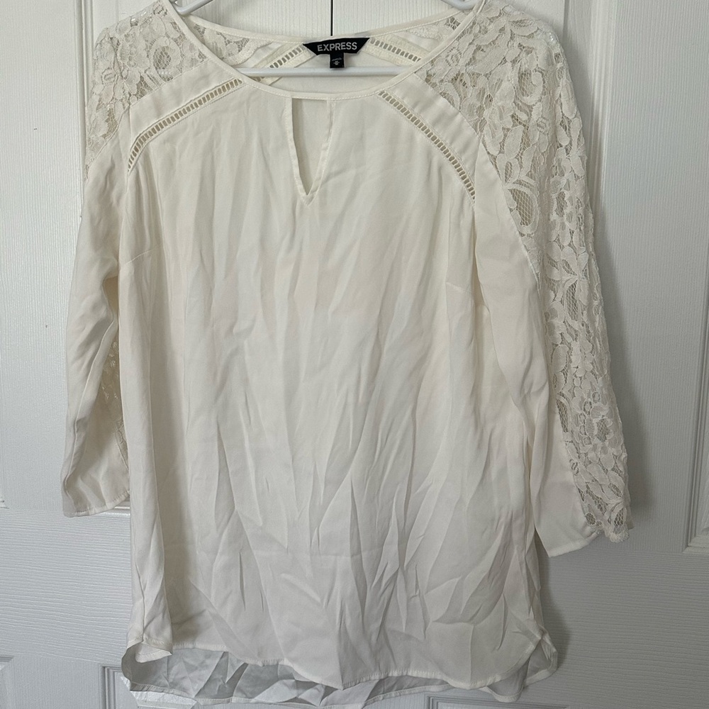 Express Cream Lace 3/4 Sleeve Blouse